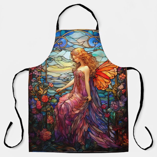 Tiffany Style Stained Glass Magical Fairy Apron (Front)