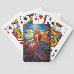 Tiffany Style Stained Glass Magical Fairy Playing Cards