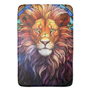 Tiffany-Style Stained Glass Majestic Lion Bath Mat