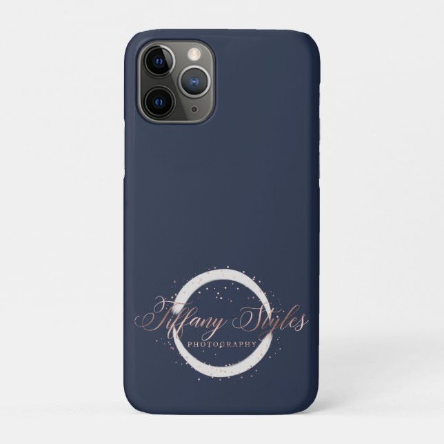 Tiffany Styles Navy Blue & Rose Gold Company Logo Case-Mate iPhone Case (Back)