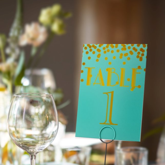 Tiffany Teal Blue And Gold Numbered Table Cards (Creator Uploaded)
