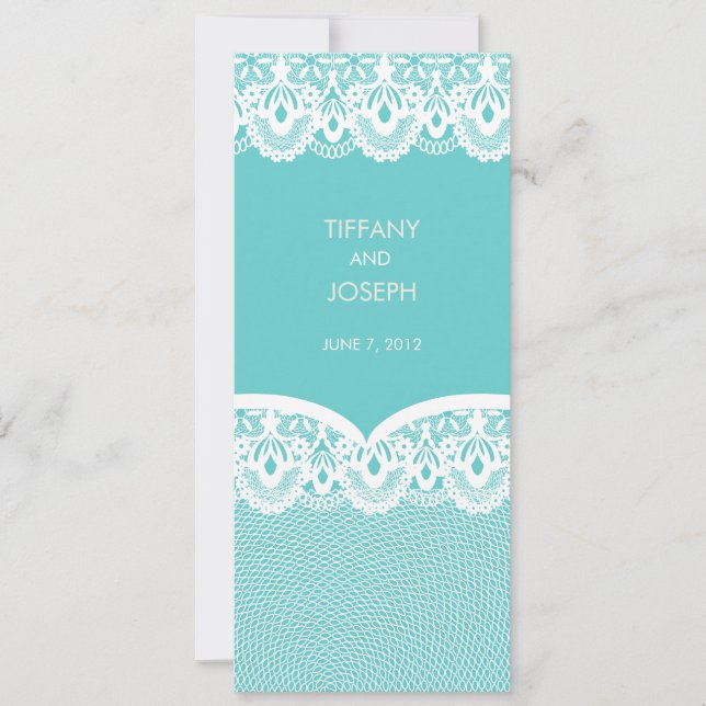 Tiffany Teal White Lace Wedding Invitation (Front)
