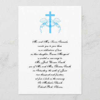 Tiffany Turquoise Cross Christian Wedding Invite