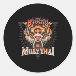 Tigar Muay Thai Mma Vintage Kickboxing Training  Classic Round Sticker