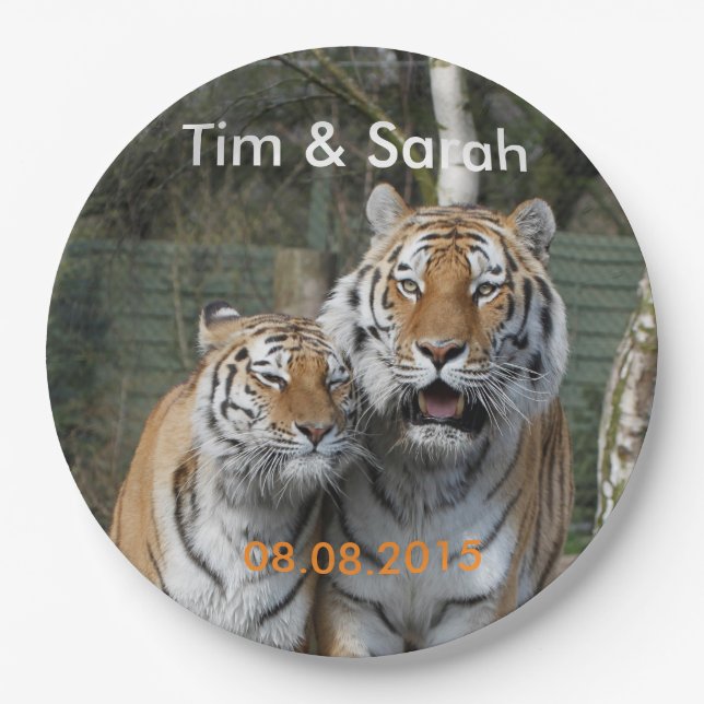Tiger_2015_0401 + Wedding date Paper Plate (Front)
