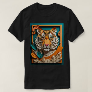 Tiger 3D Paper Art Design T-shirt
