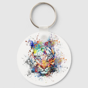 Tiger Abstract Art Painting Key Ring