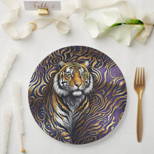 Tiger Abstract Art Paper Plate