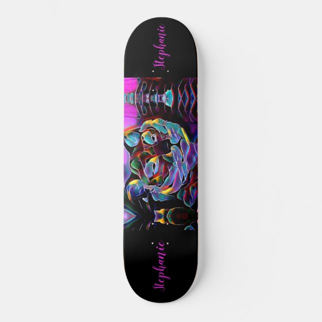 Tiger Abstract Girls Personalised Skateboard (Front)