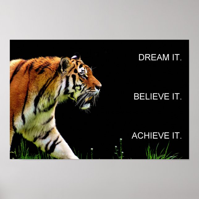 tiger achievement motivational quote poster (Front)