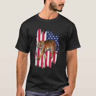Tiger American Flag 4th Of July Patriotic Tiger Bo T-Shirt