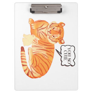  Tiger and Bunny Friendship – Cute Animal Illustra Clipboard