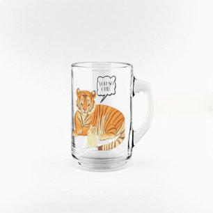 Tiger and Bunny Friendship – Cute Animal Illustra Frosted Glass Coffee Mug