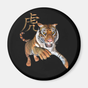 Tiger and Chinese Symbol Fridge Magnet
