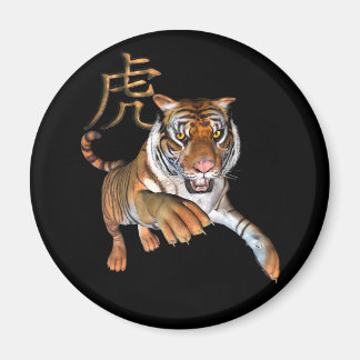 Tiger and Chinese Symbol Fridge Magnet
