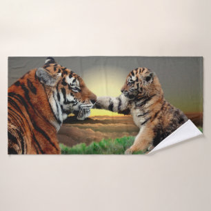 Tiger and Cub Digital Edition Bathroom Towel Set