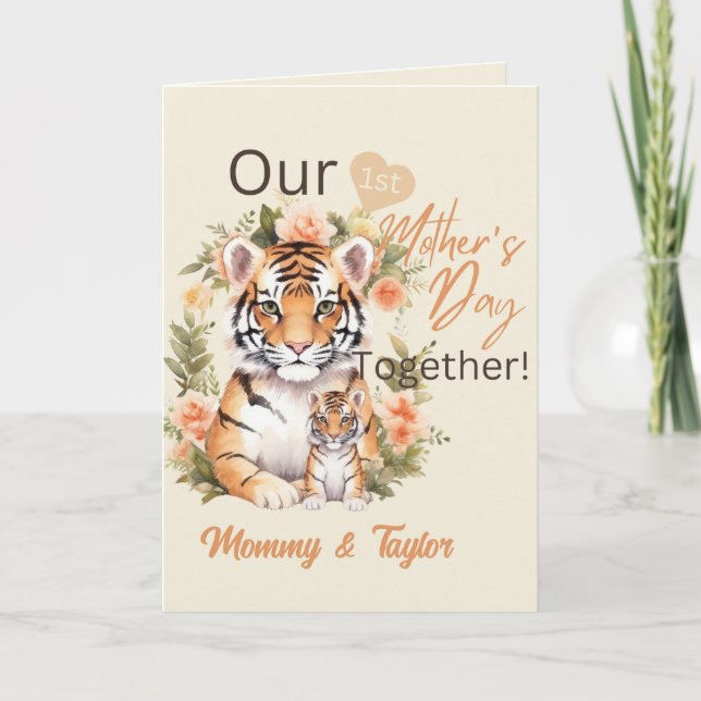 Tiger and cub, First Mother's Day Together  Card (Front)