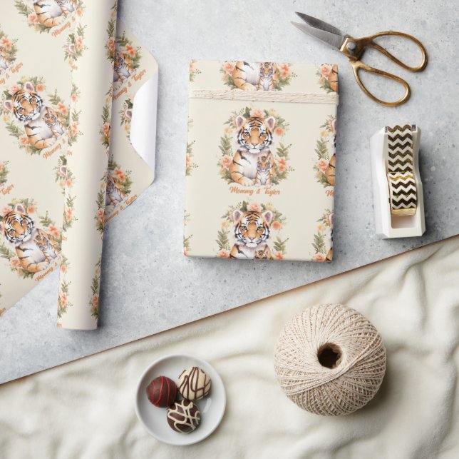 Tiger and cub New baby Holiday  Wrapping Paper (Crafts)