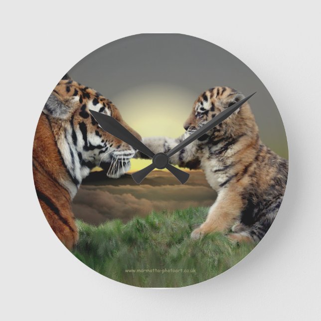 Tiger and Cub Wall Clock (Front)