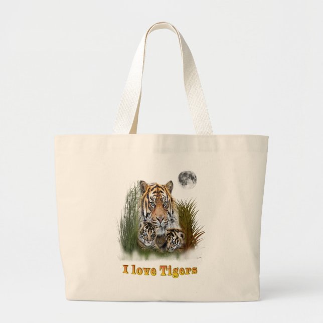 Tiger and cubs large tote bag (Front)