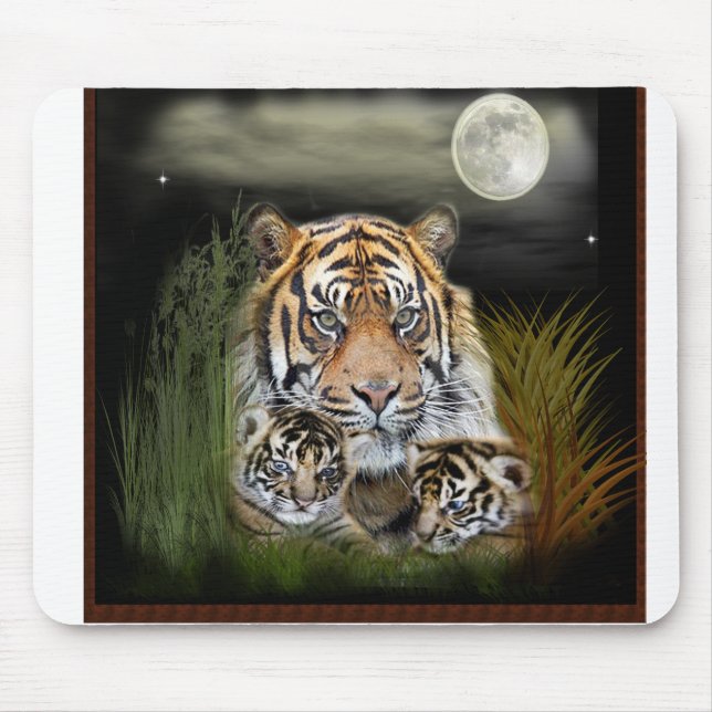 Tiger and cubs mouse mat (Front)