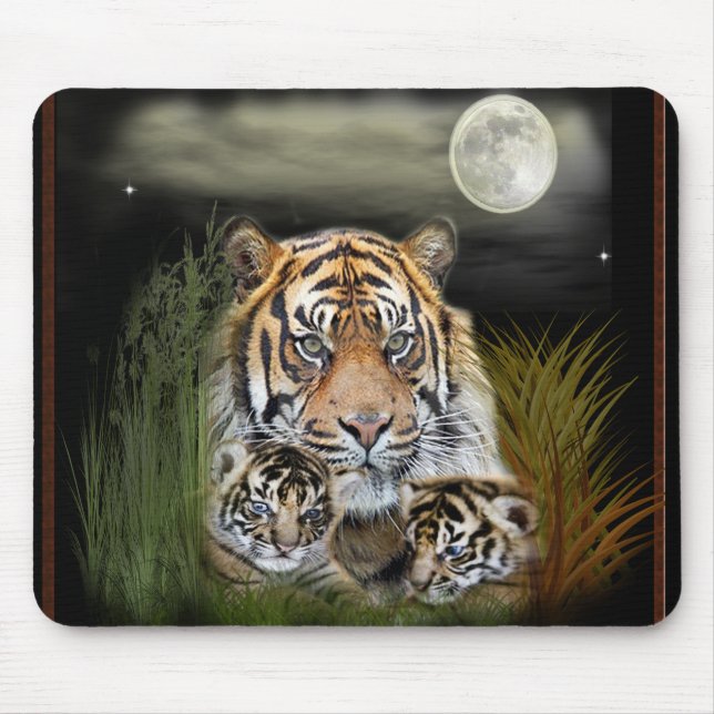 Tiger and cubs mouse mat (Front)