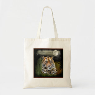 Tiger and cubs tote bag