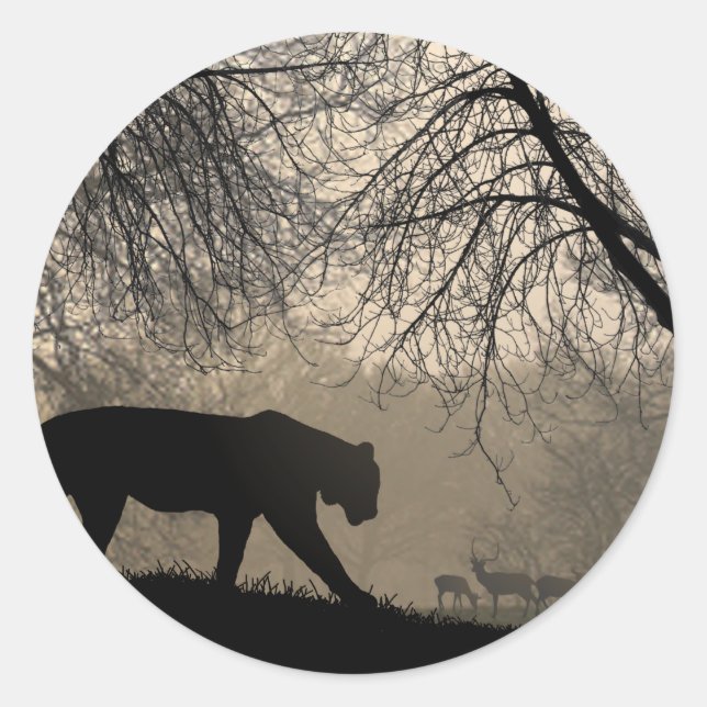 Tiger and Deer Classic Round Sticker (Front)