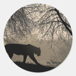 Tiger and Deer Classic Round Sticker