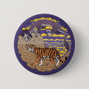 Tiger and Dragon 6 Cm Round Badge