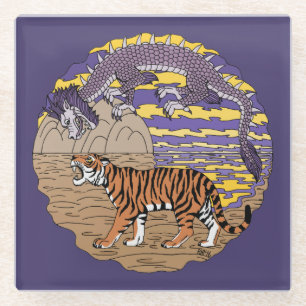 Tiger and Dragon Glass Coaster