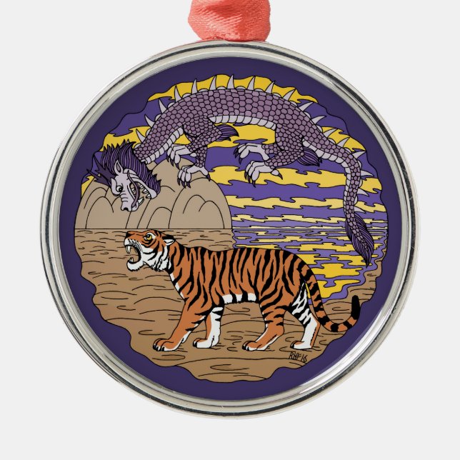 Tiger and Dragon Metal Tree Decoration (Front)