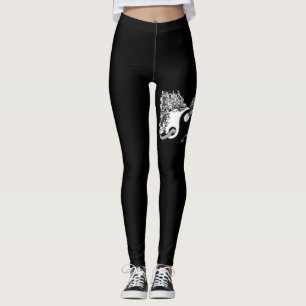 Tiger and Dragon, Yin Yang, Modern black and white Leggings