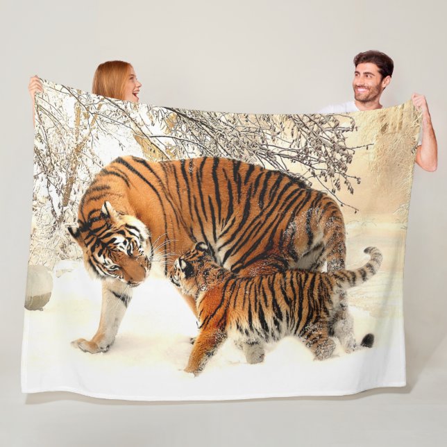 TIGER and her CUB Fleece Blanket (In Situ)
