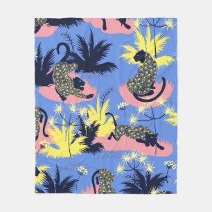 Tiger and leopard pattern geometric style design fleece blanket
