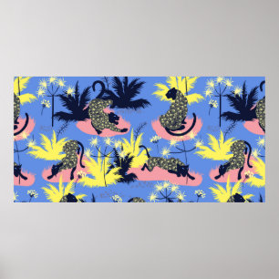 Tiger and leopard pattern geometric style design poster