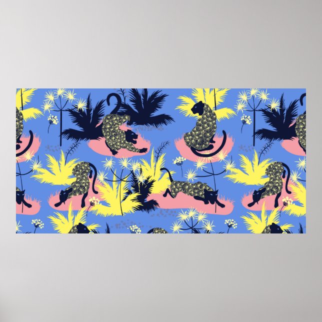 Tiger and leopard pattern geometric style design poster (Front)