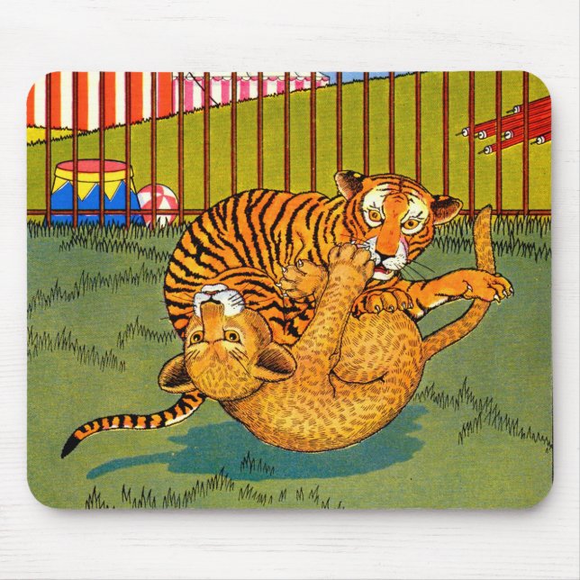 tiger and leopard wrestling mouse mat (Front)