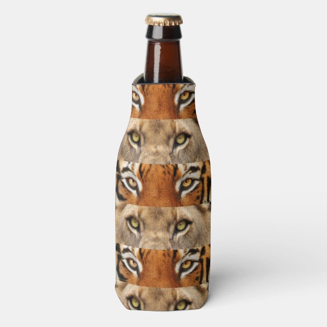 Tiger and Lion eyes Photo Bottle Cooler (Bottle Front)