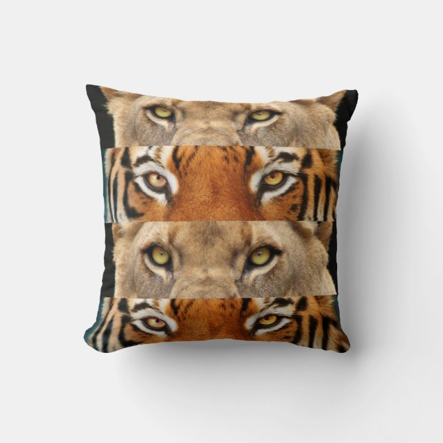 Tiger and Lion eyes Photo Cushion (Front)