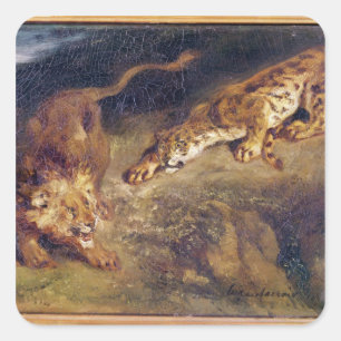 Tiger and Lion Square Sticker