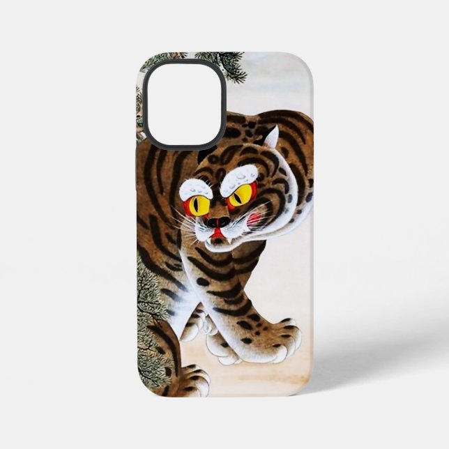 Tiger and Magpie Minhwa under Pine Tree iPhone Case (Back)
