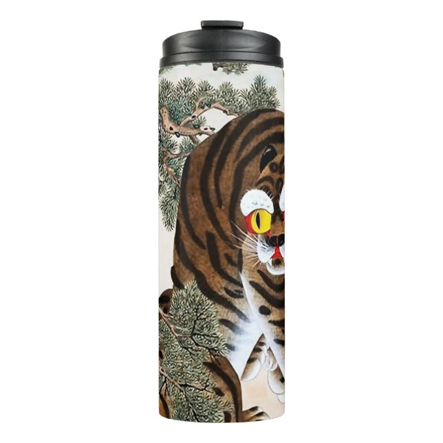 Tiger and Magpie Minhwa under Pine Tree Thermal Tumbler (Front)