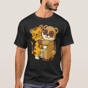 Tiger And Meerkat Cute Kitten Cat Zoo Animals Hugg T-Shirt