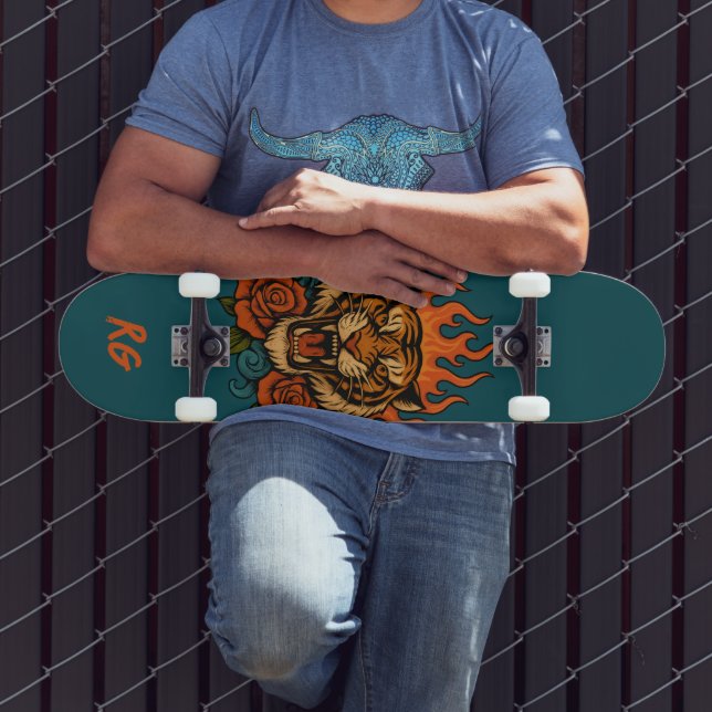 Tiger and Roses with Monogram Skateboard (Outdoor 3)