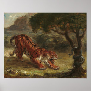 Tiger and Snake - Eugène Delacroix Fine Art Poster