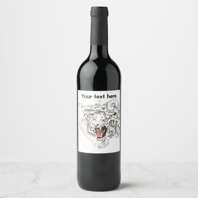 Tiger and snakes wine label (Front)