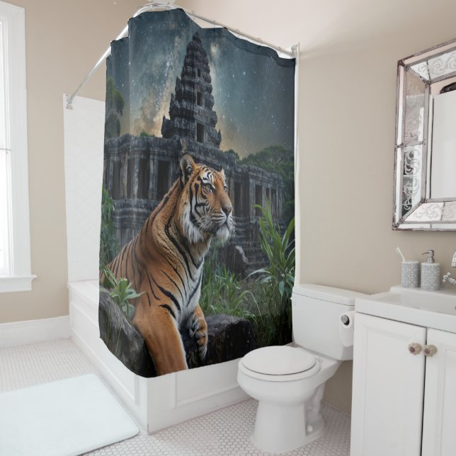 Tiger and Temple Shower Curtain (In Situ)