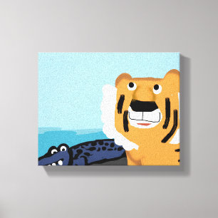 Tiger And The Crocodile Canvas Print