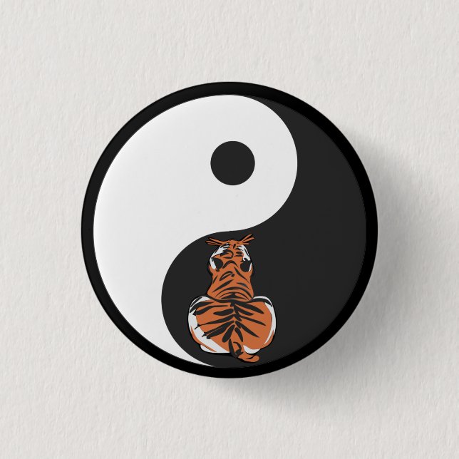Tiger and Yin Yang 3 Cm Round Badge (Front)